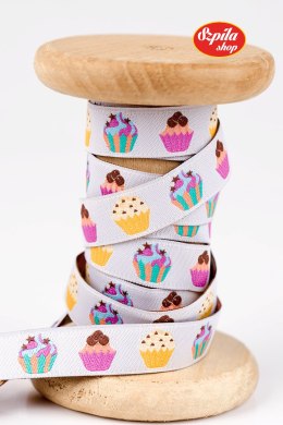 Tasiemka Muffiny na kremowym tle 15mm