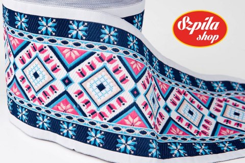 Taśma tkana Boho Blue 100 mm