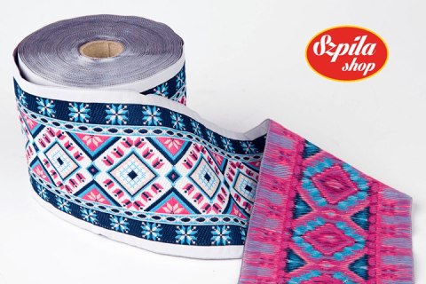 Taśma tkana Boho Blue 100 mm